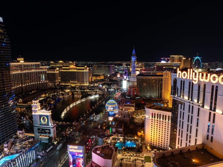 Las Vegas skyline at night.