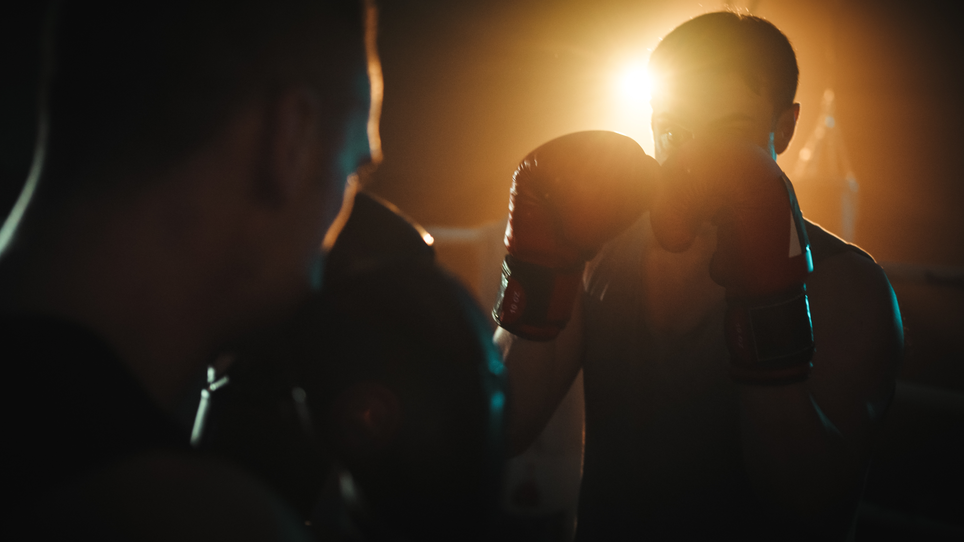 Boxers fighting in a boxing ring.