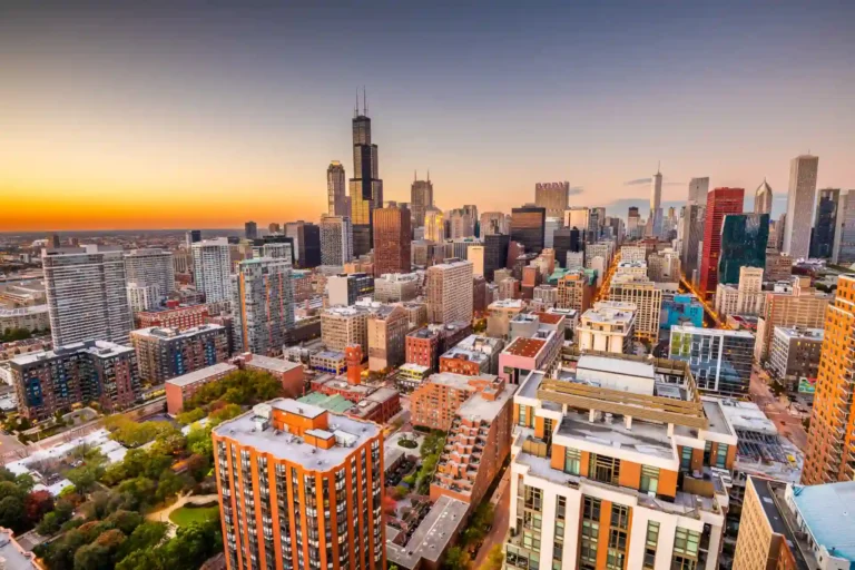 Aerial view of the Chicago Cityscape.